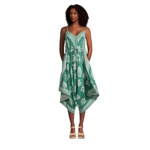 Goa Green And White Kauai Floral Jumpsuit With Pockets